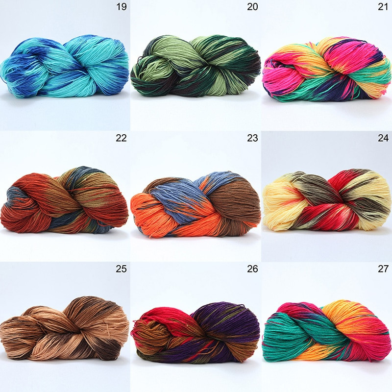 50 g színátmenet színes fonal kézi akril vegyes színű kötés horgolt vatta cérna DIY pulóver sál kézműves