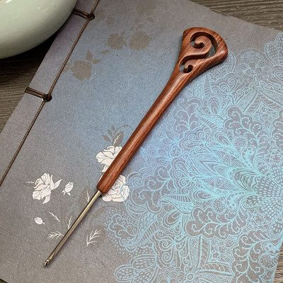  Retro sandlipuu heegelnõel Käsitsi kootud DIY kudumisvarda villane Agulha roostevabast terasest kampsun kudumiseks