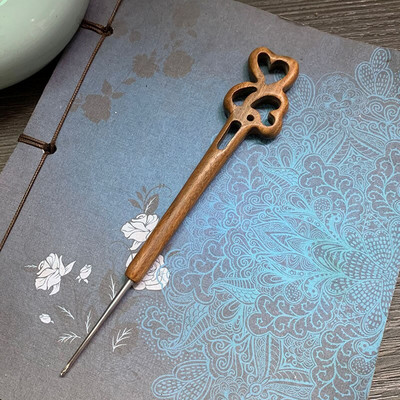  Retro sandlipuu heegelnõel Käsitsi kootud DIY kudumisvarda villane Agulha roostevabast terasest kampsun kudumiseks