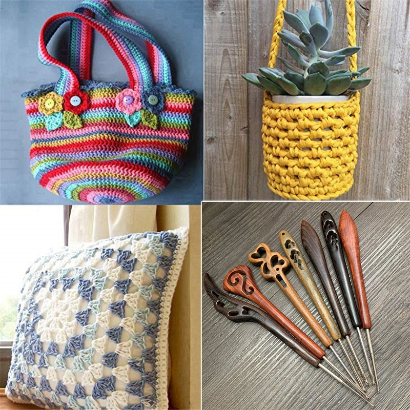  Retro sandlipuu heegelnõel Käsitsi kootud DIY kudumisvarda villane Agulha roostevabast terasest kampsun kudumiseks