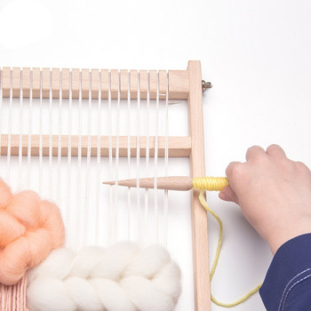1PC Направи си сам Дървена совалка Инструмент за тъкане Дървен тъкан пуловер Шал Гоблен Масивен бук Кука за плетене на една кука Направи си сам Инструменти за стан Къса прътова игла