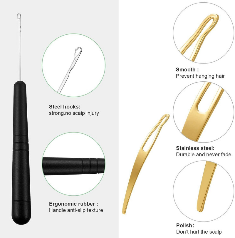 Professionaalne rastapatside heegeldamisnõelte komplekt juuste lukustamiseks.