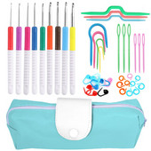 Nonvor 9 db menetes műanyag fogantyú horgolótű szett barkácsolás kötőtűk öltésjelölők szövési kiegészítők szerszámcsomaggal