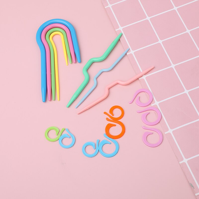 Nonvor 9 db menetes műanyag fogantyú horgolótű szett barkácsolás kötőtűk öltésjelölők szövési kiegészítők szerszámcsomaggal