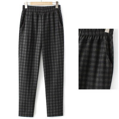 Casual καρό παντελόνι με ελαστική μέση και τσέπη