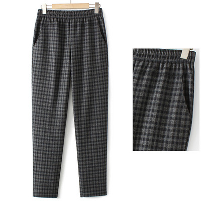 Casual καρό παντελόνι με ελαστική μέση και τσέπη