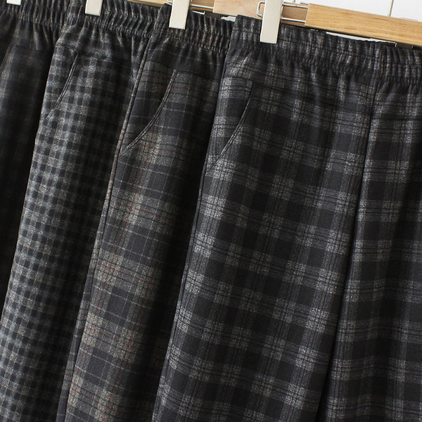 Casual καρό παντελόνι με ελαστική μέση και τσέπη