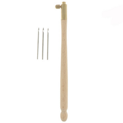 1 ΤΕΜ. Χειρολαβή σανταλόξυλο Βελονάκι Tambour με 3 βελόνες Lesage Beading Ebroidery Couture Luneville Needle Hook