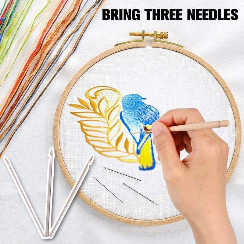 1 ΤΕΜ. Χειρολαβή σανταλόξυλο Βελονάκι Tambour με 3 βελόνες Lesage Beading Ebroidery Couture Luneville Needle Hook