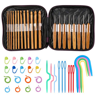 MIUSIE Bambuko rankenos nėrimo kabliukų rinkinys Mezgimo adatos „Pasidaryk pats“ nėrimo pynimo įrankiai Priedai Rinkinys Verpalai Amatai Kabliukai