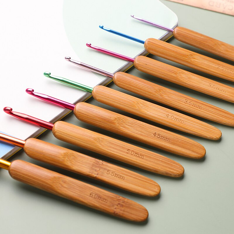 MIUSIE Bambuko rankenos nėrimo kabliukų rinkinys Mezgimo adatos „Pasidaryk pats“ nėrimo pynimo įrankiai Priedai Rinkinys Verpalai Amatai Kabliukai