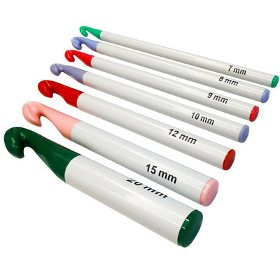 7tk villase värvilise käepidemega heegelnõelad heegelnõelade komplekt isetegemiseks kudumiseks paks pea kudumisvardade jaoks kudumisõmblustööriist