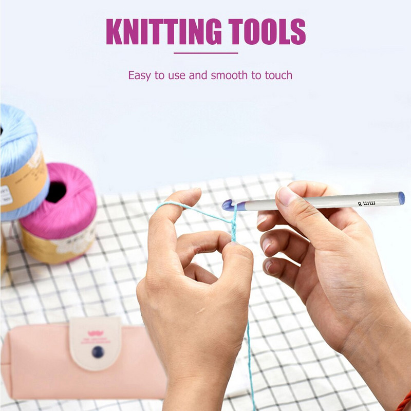 7tk villase värvilise käepidemega heegelnõelad heegelnõelade komplekt isetegemiseks kudumiseks paks pea kudumisvardade jaoks kudumisõmblustööriist