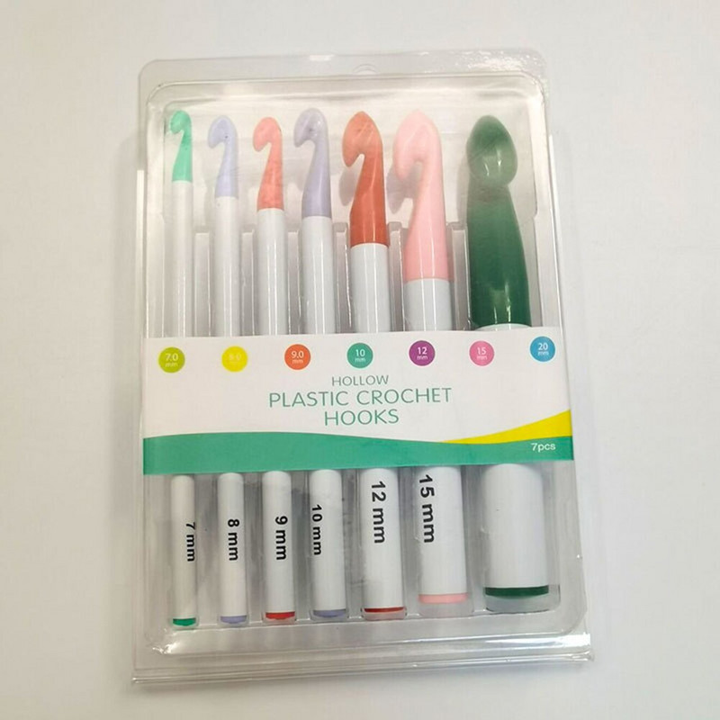 7tk villase värvilise käepidemega heegelnõelad heegelnõelade komplekt isetegemiseks kudumiseks paks pea kudumisvardade jaoks kudumisõmblustööriist