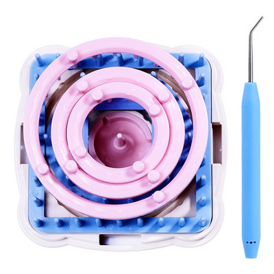 RORGETO Σετ πλεξίματος με αργαλειό ύφανσης Εύκολα αποσπώμενος αργαλειός λουλουδιών με πλαστική βελόνα για κασκόλ Κασκόλ για πουλόβερ Κατασκευή κασκόλ κασκόλ