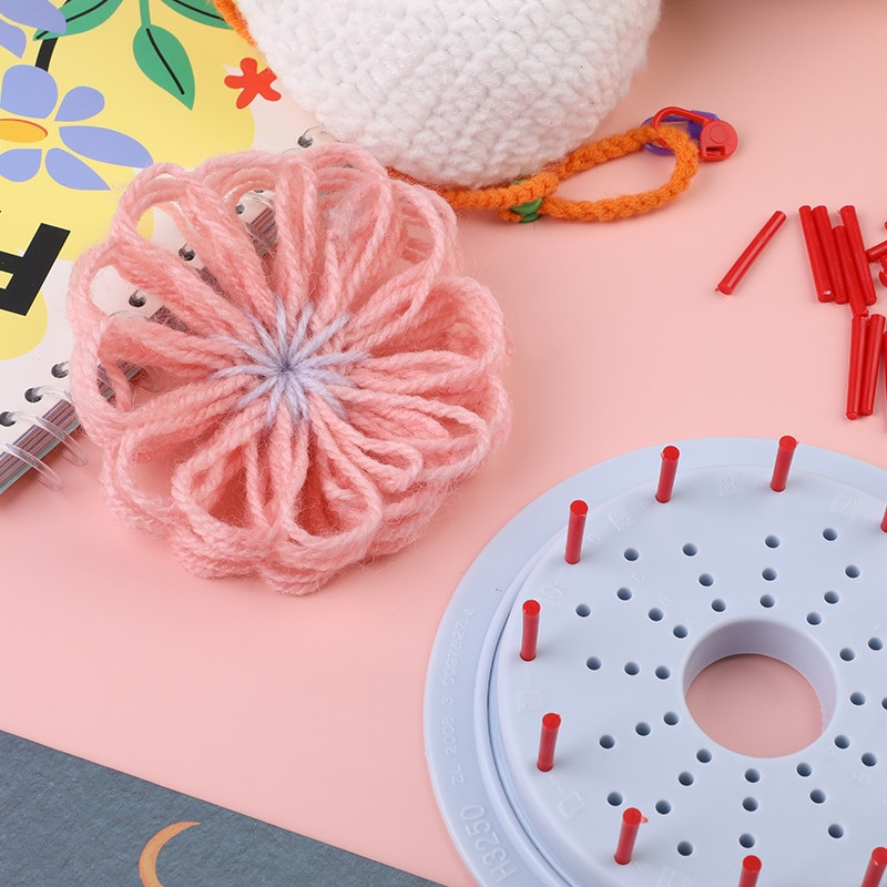 RORGETO Σετ πλεξίματος με αργαλειό ύφανσης Εύκολα αποσπώμενος αργαλειός λουλουδιών με πλαστική βελόνα για κασκόλ Κασκόλ για πουλόβερ Κατασκευή κασκόλ κασκόλ