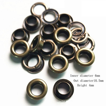 200 комплекта/партида от 6 мм месингова дупка с шайба Кожен пръстен за ремонт на капси Инструмент за пробиване на кръгли дупки Обувки Чанта Колан за дрехи