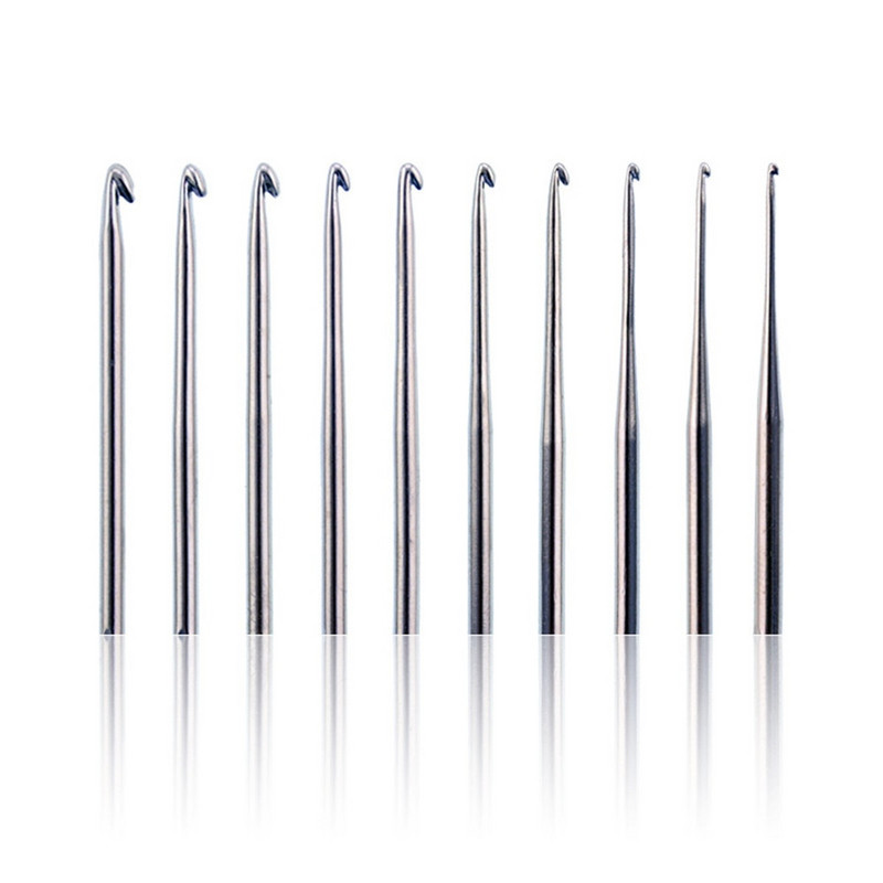 Šarena metalna ručka s 10 komada izmjenjive glave čipke za pletenje ručno izrađene male kukičane kukice