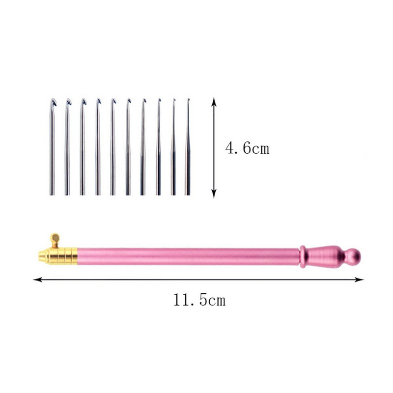 Šarena metalna ručka s 10 komada izmjenjive glave čipke za pletenje ručno izrađene male kukičane kukice