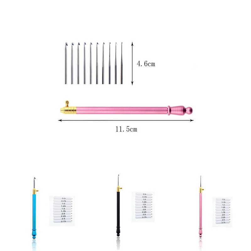 Šarena metalna ručka s 10 komada izmjenjive glave čipke za pletenje ručno izrađene male kukičane kukice