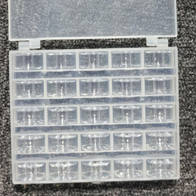 Siuvimo mašina Ritės Plastikinė siuvimo mašinos ašies dėžutė 25 skaidrios ritės, buitinė siuvimo mašina m laikymo dėžutė