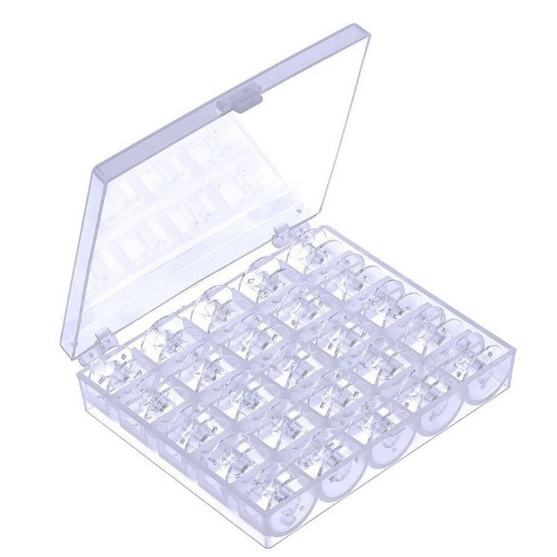 Siuvimo mašina Ritės Plastikinė siuvimo mašinos ašies dėžutė 25 skaidrios ritės, buitinė siuvimo mašina m laikymo dėžutė