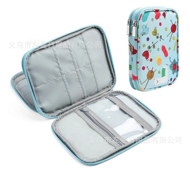 Mezgimo adatų dėklas Kelioninis maišelis Organizatoriaus laikymo krepšys apskritoms mezgimo adatoms nėrimo kabliukai siuvimo reikmenys rinkinio krepšys