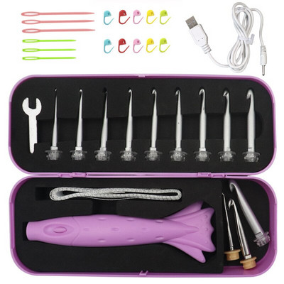 Βελονάκια πλεξίματος 12 σε 1 Light Up με δυνατότητα αλλαγής κεφαλής φόρτισης βελόνες πλεξίματος Σετ εργαλείων πλεξίματος Υφαντικό πουλόβερ Αξεσουάρ ραπτικής