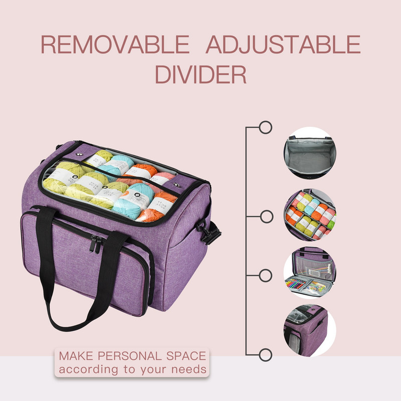 Τσάντα πλεξίματος Clearance Νήμα οργάνωσης tote με εσωτερικό διαχωριστικό για μάλλινα κροσέ βελόνες πλεξίματος Σετ ραπτικής DIY Τσάντα αποθήκευσης