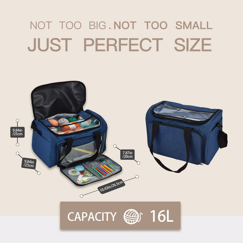 Τσάντα πλεξίματος Clearance Νήμα οργάνωσης tote με εσωτερικό διαχωριστικό για μάλλινα κροσέ βελόνες πλεξίματος Σετ ραπτικής DIY Τσάντα αποθήκευσης