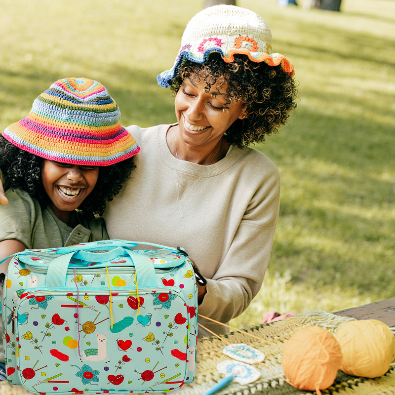 Τσάντα πλεξίματος Clearance Νήμα οργάνωσης tote με εσωτερικό διαχωριστικό για μάλλινα κροσέ βελόνες πλεξίματος Σετ ραπτικής DIY Τσάντα αποθήκευσης