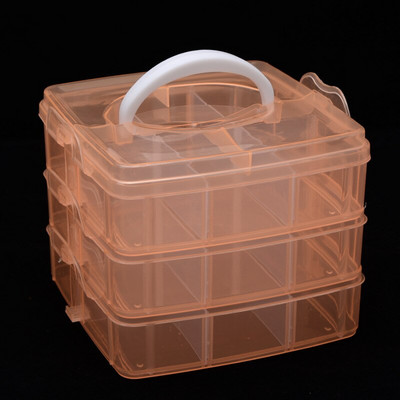 3 straturi 18 compartimente Cutie de depozitare ață de broderie din plastic Bobine de ață Margele Organizator de depozitare DIY cusătură în cruce Instrument de cusut