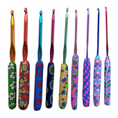 Set de ace de tricotat, 9 bucăți/set, croșetat, mâner moale, imprimare colorată din aluminiu, kit de instrumente de cusut pentru croșetat.