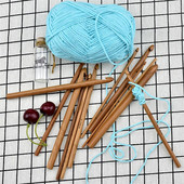 12 bucăți de croșetat din bambus de dimensiuni diferite Ace de tricotat Croșetat din bambus cilindric Set de 12 bucăți 3,0-10 mm (3,0 mm până la 10 mm)