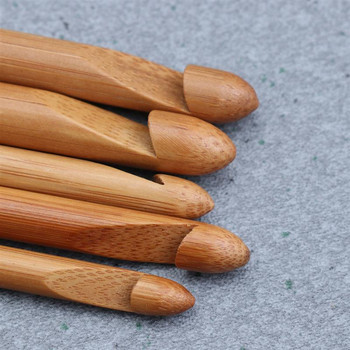12 бр различни размери бамбукови кукички за плетене на една кука игли за плетене Цилиндрични бамбукови плетене на една кука Комплект от 12 части 3,0-10 мм (3,0 мм до 10 мм)