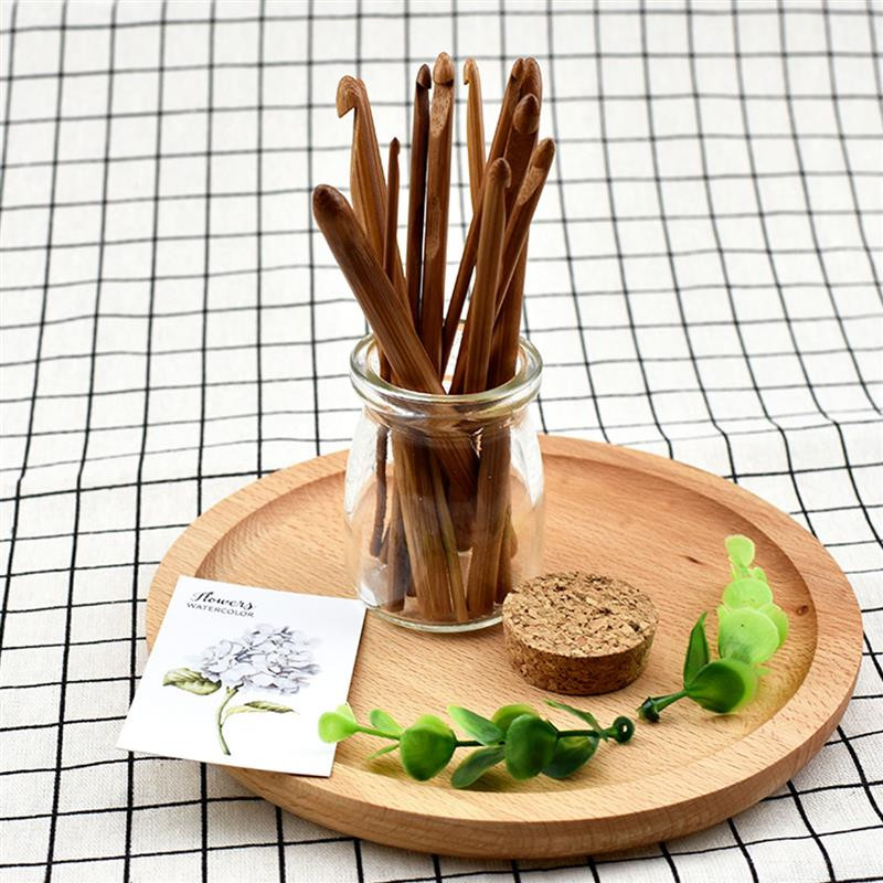 12 bucăți de croșetat din bambus de dimensiuni diferite Ace de tricotat Croșetat din bambus cilindric Set de 12 bucăți 3,0-10 mm (3,0 mm până la 10 mm)