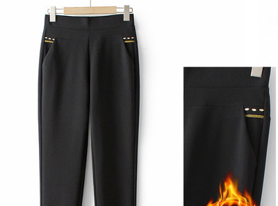 Γυναικείο κομψό παντελόνι με επένδυση με μεταλλικό στοιχείο