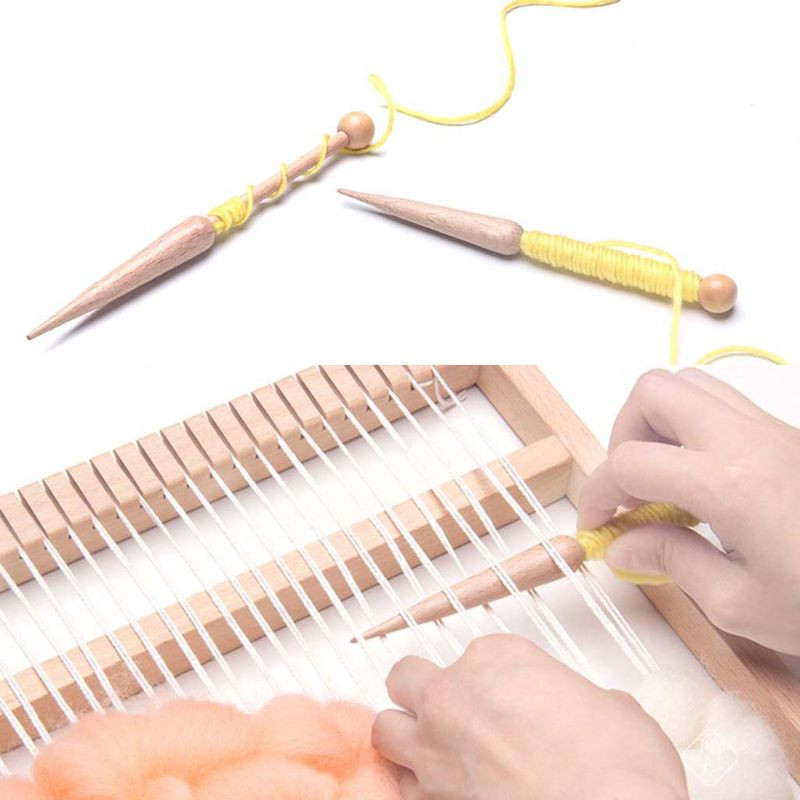 N58C 4 kom/set Prirodni drveni štap Igla za pletenje Razboj za tkanje Pređa za osnove DIY Ručni radovi