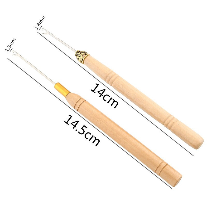 3 kom/set Kukice igle s drvenom drškom heklanje Sew Wig ekstenzije za kosu Alati pribor za pletenje
