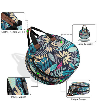 Нова чанта с конец за бродерия с кръгла чанта с кръгли бродирани кленови листа Син цвят Чанта за плетене Аксесоари за шиене 2021