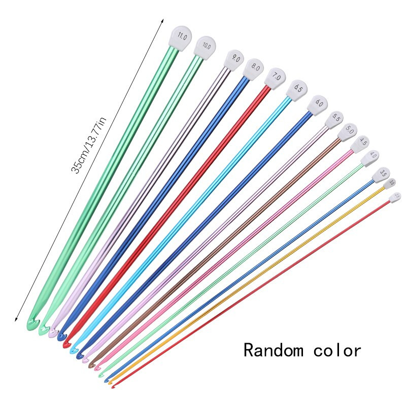 RORGETO 35 cm heegelnõelad mitmevärvilisest alumiiniumist Tuneesia Afganistani majapidamises käsitsi valmistatud kudumisvardad DIY käsitöötööriistad 2,5–11 mm