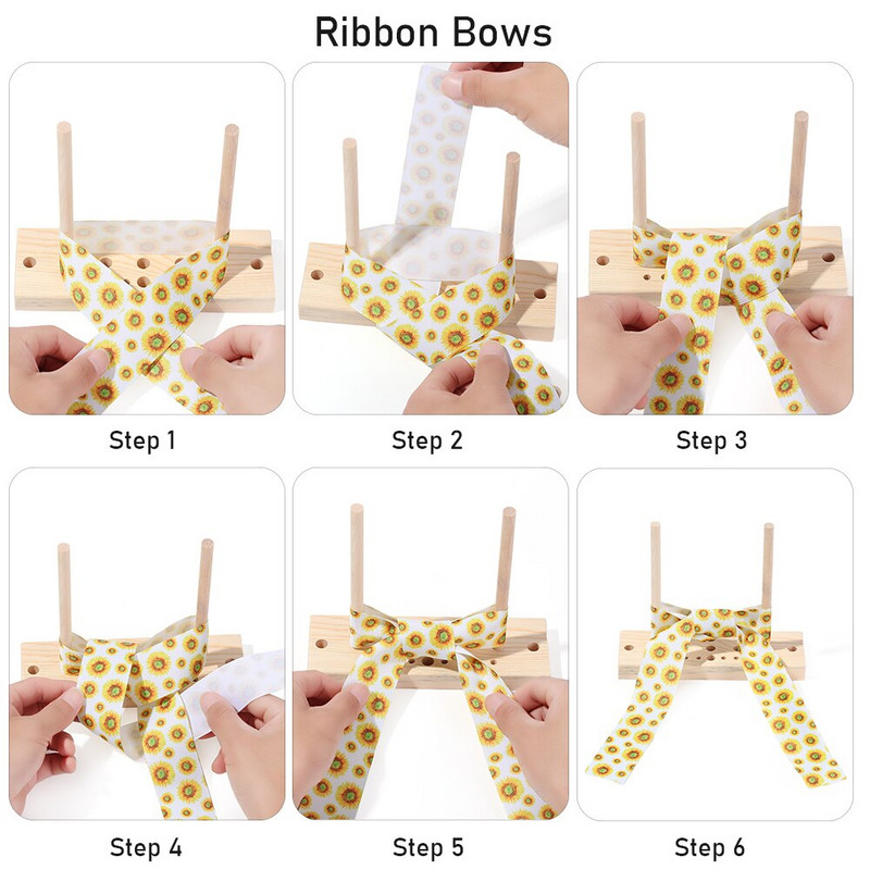 1 set 5 u 1 višenamjenski alat za izradu lukova od tvrdog drva Uređaj za izradu mašnica Pakiranje darova satenskih vijenaca Alat za izradu lukova DIY Rukotvorine s vrpcama