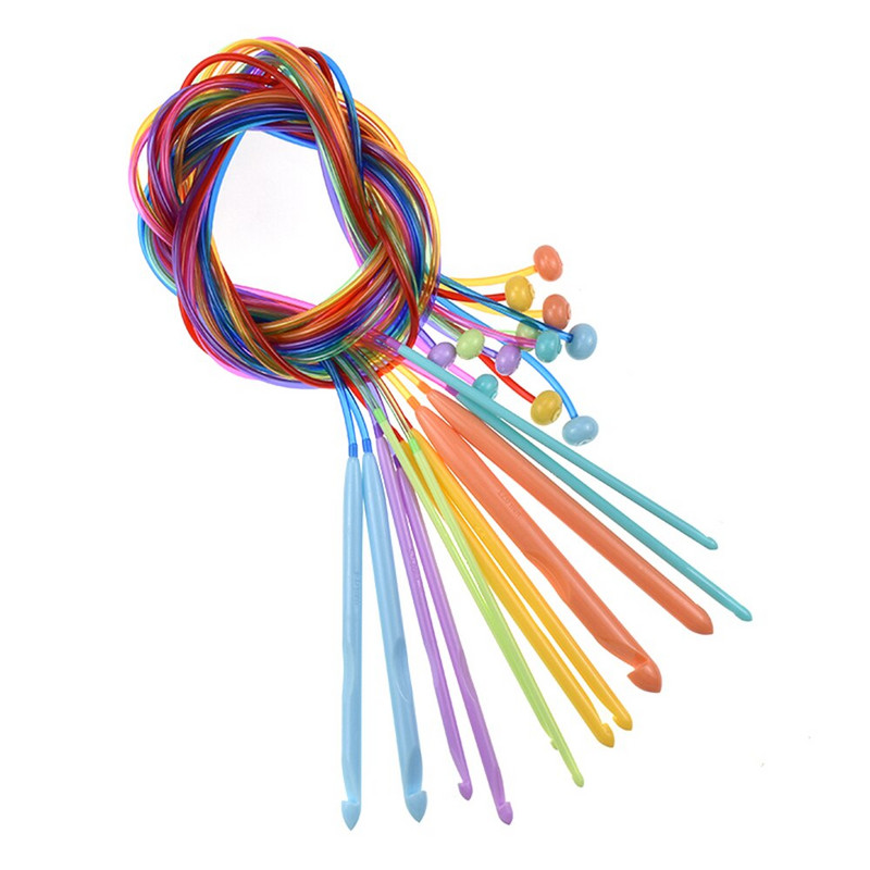 Set de 23 bucăți de cârlige de croșetat afgane din bambus natural, cablu flexibil, ac de tricotat, eșarfă, instrument de țesut, accesoriu de cusut 2-12 mm