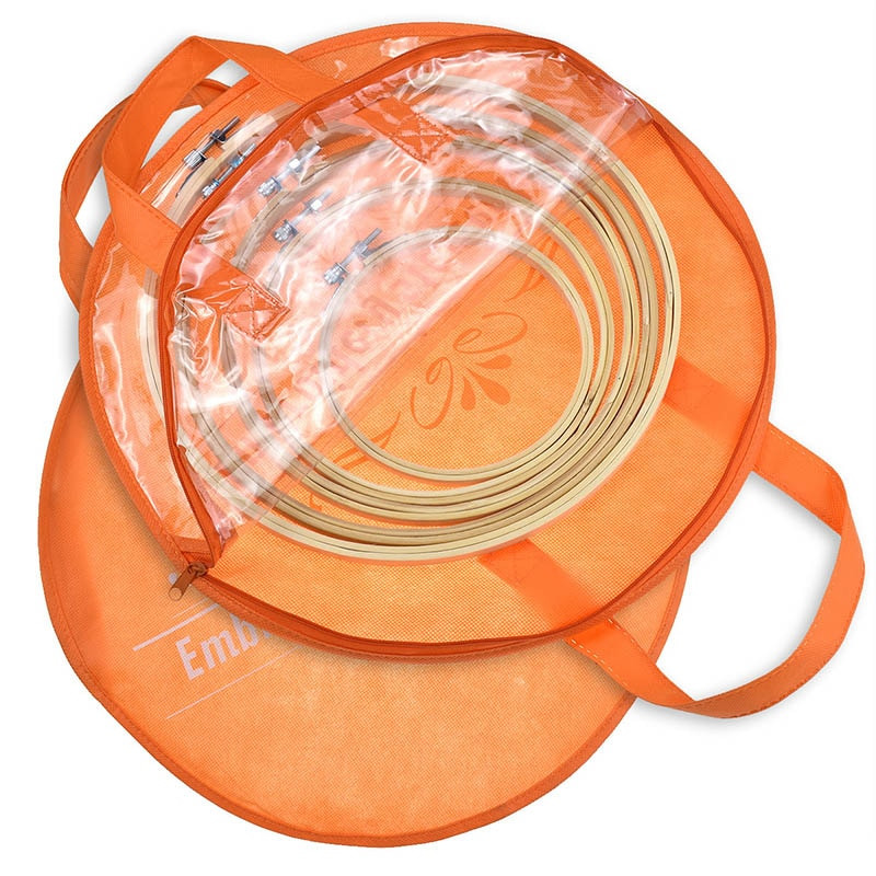 1 τεμ. Στρογγυλό κέντημα 35 εκ. Φορητή τσάντα αποθήκευσης πορτοκαλί κεντήματος Τσάντα τσάντα στεφάνης φιλική προς το περιβάλλον Μη υφασμένη οργάνωση τσάντας ραπτικής