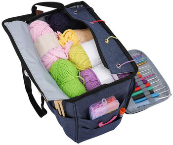 Преносима чанта за плетене Вълна Куки за плетене на една кука Конец Чанта за съхранение на прежда Шевни игли Органайзер Шивни аксесоари Съхранение Подарък