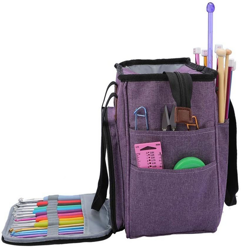 Geantă portabilă de tricotat, lână, croșetat, pungă de depozitare pentru fire, ace de cusut, organizator, accesorii de cusut, cadou de depozitare