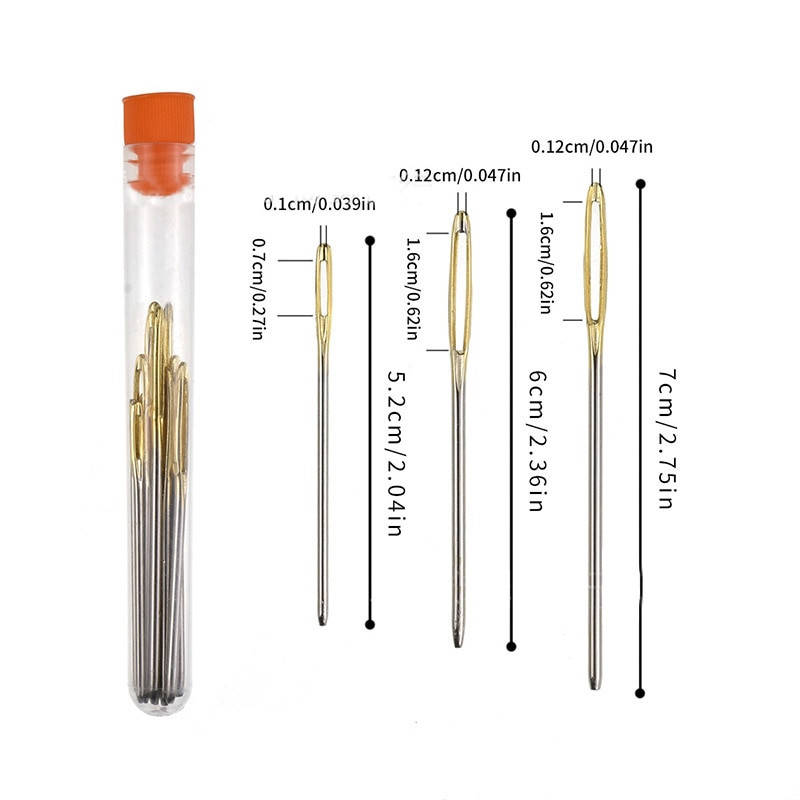 12/20 tk suure silmaga metallist vardad ristpistes kudumislõnga õmblemine käsitsi heegelnõelaga koos ümbrisega isetehtud õmblusnõela tarvikuga