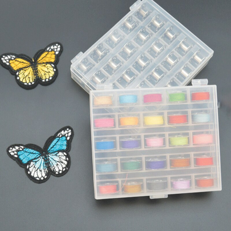 36 vnt. Skaidrios siuvimo mašinos Ritės Ritės Tuščios Ritės Ritės Plastikinė laikymo dėžutė Namų siuvimo reikmenims Įrankiai