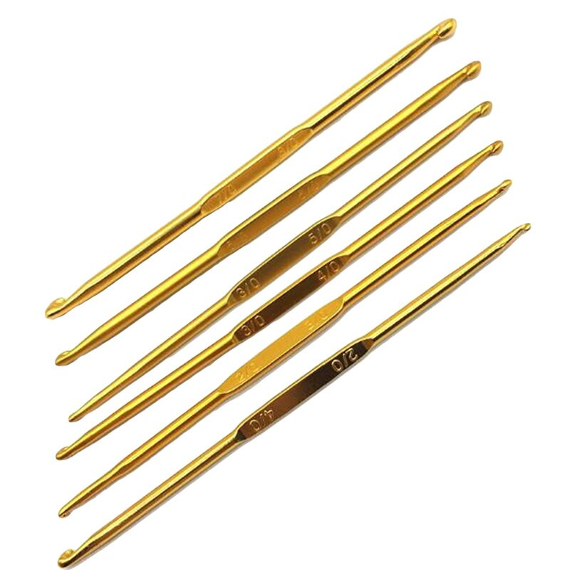 8 τεμ. Λαβή βελονάκι Χρυσά αλουμίνια με διπλό άκρο Πλεκτομηχανές Σετ βελόνες πλεξίματος Weave Craft βελονάκι αξεσουάρ