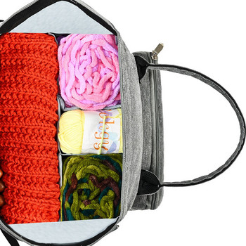 Раница с голям капацитет, пътна чанта, преносим органайзер за любители на плетене за инструменти за плетене на една кука от прежда, игли за примки и други артикули